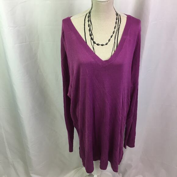 Worthington V Neck Hi Low Sweater Lavender Large - Picture 1 of 15